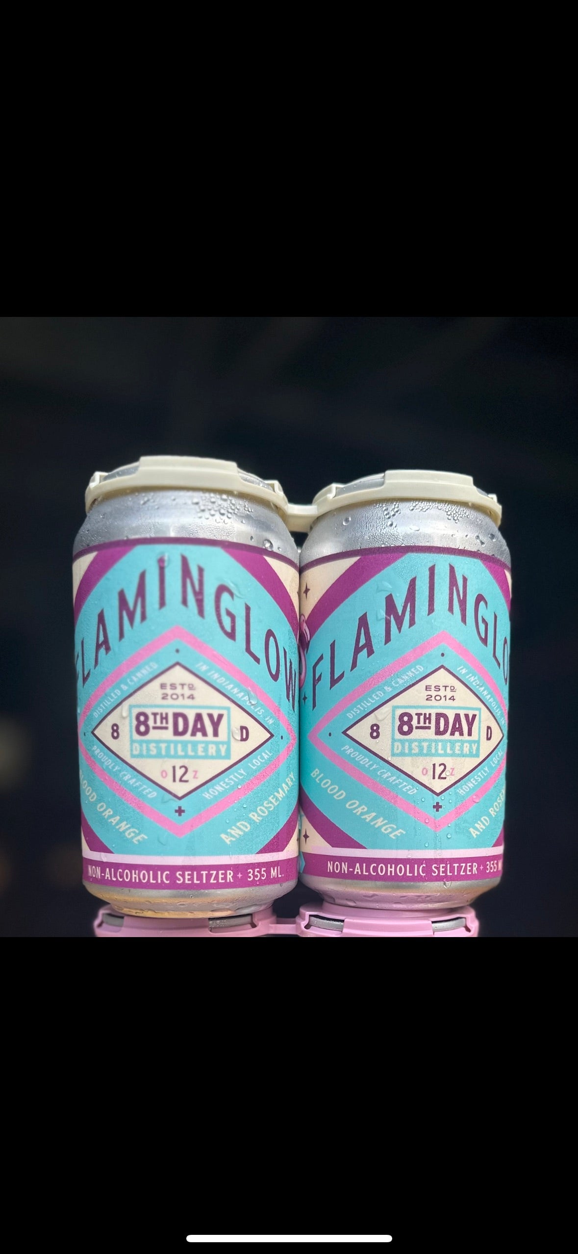 8th Day Distillery Flaminglow Blood Orange and Rosemary NA Seltzer | 4-pack