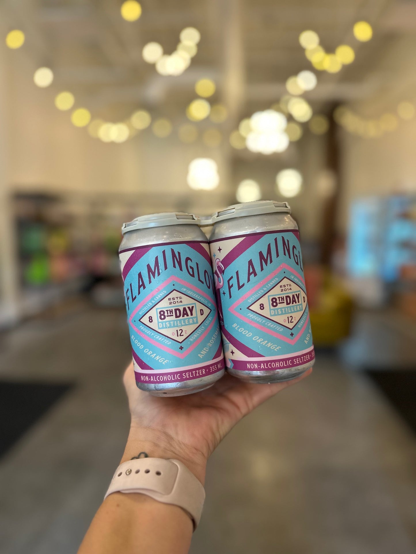 8th Day Distillery Flaminglow Blood Orange and Rosemary NA Seltzer | 4-pack