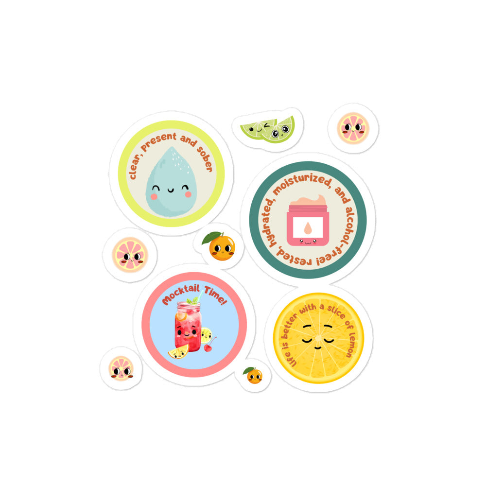 Cute Sober + Mocktail Bubble-free stickers