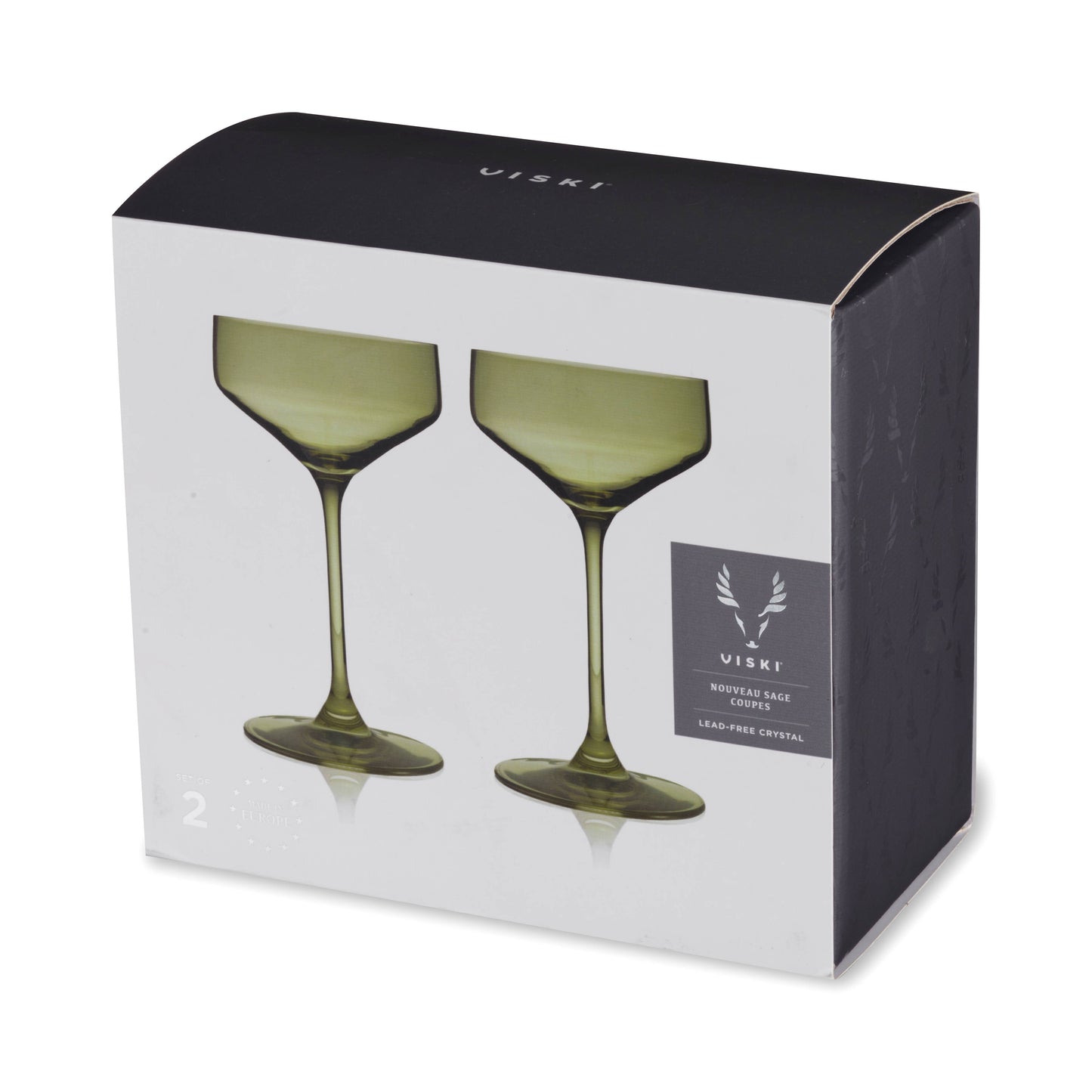 Viski Reserve Nouveau European Crystal Coupes Sage | Set of 2