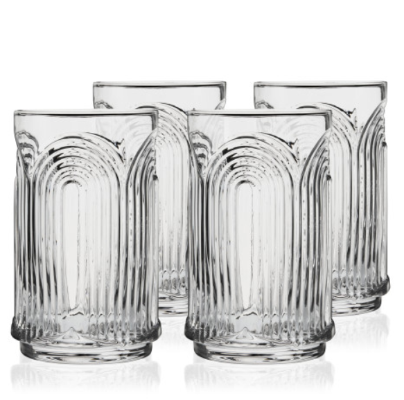 Viski Deco Beau Crystal Highball Glasses | Set of 4