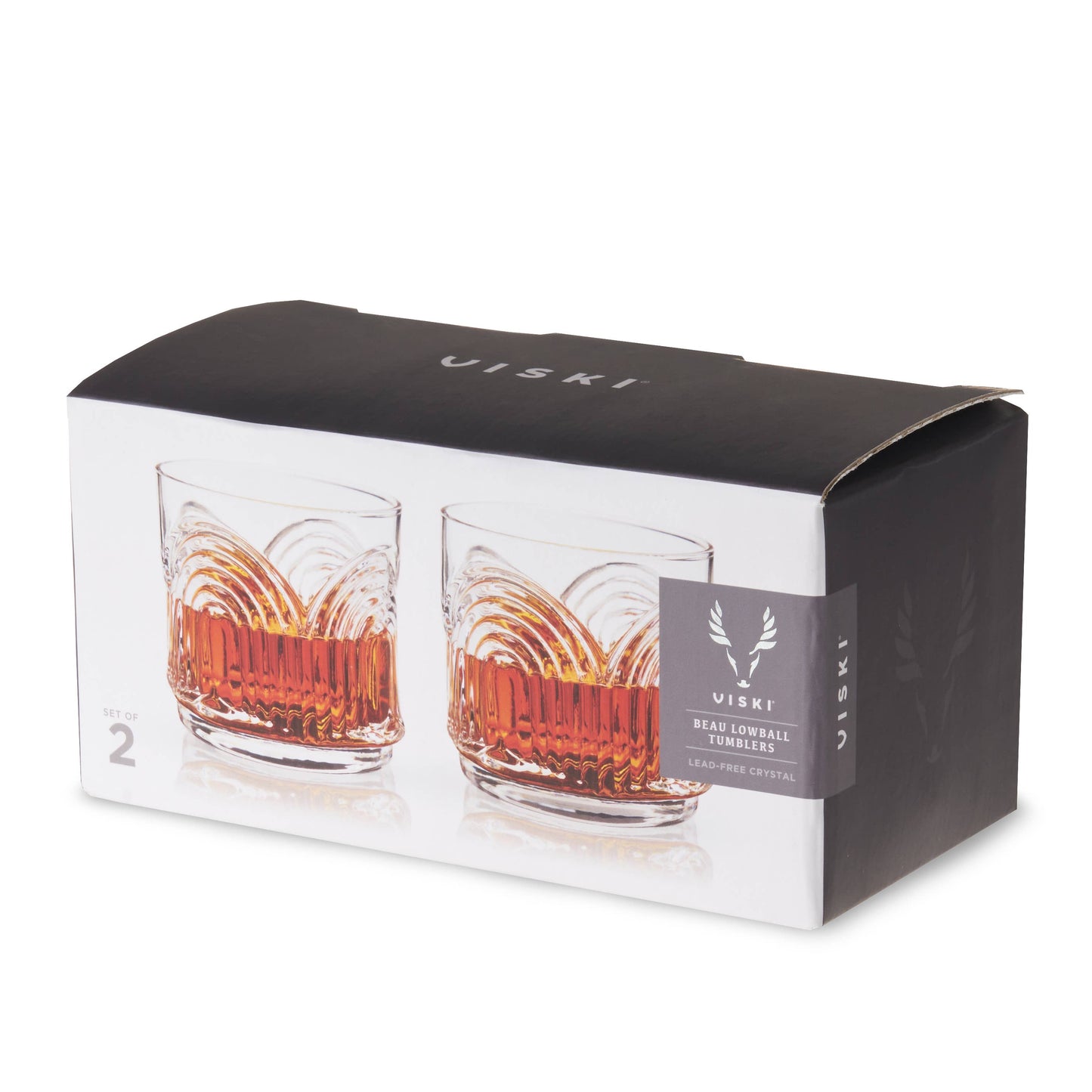 Viski Deco Beau Crystal Lowball Tumblers | Set of 2