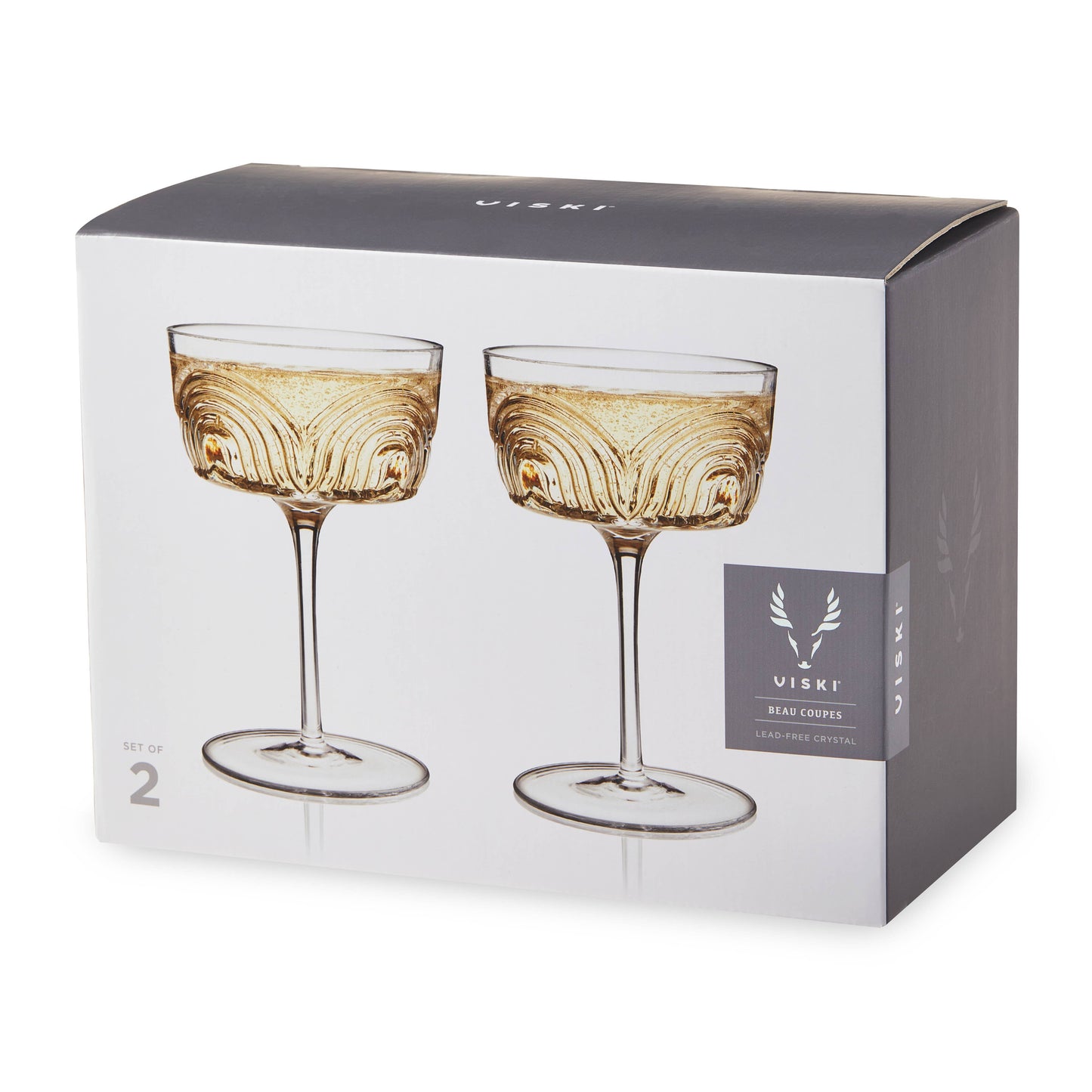 Viski Deco Beau Crystal Cocktail Coupes | Set of 2