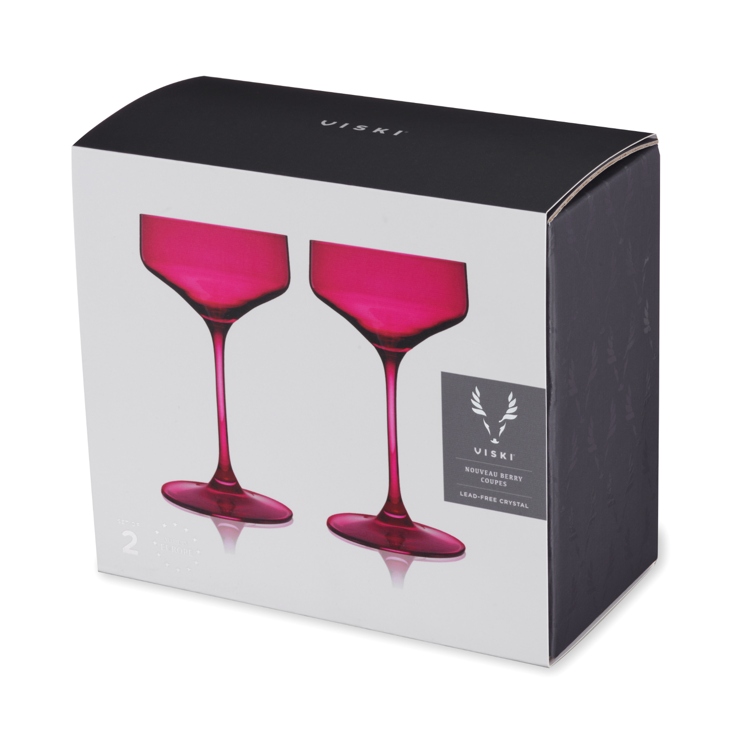 Viski Reserve Nouveau European Crystal Coupes Berry | Set of 2