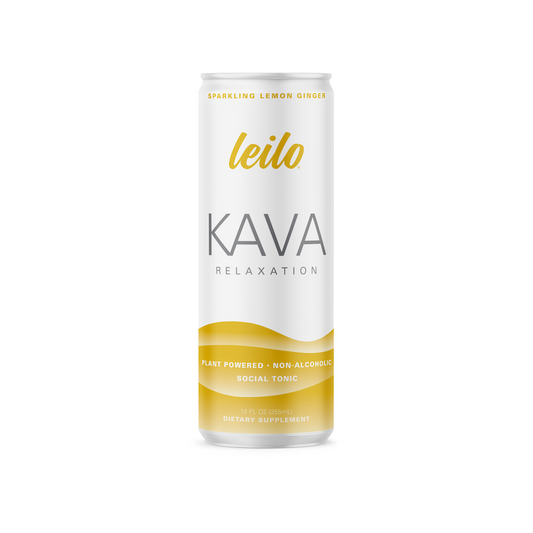 Leilo Kava Relaxation Sparkling Lemon Ginger | 6-pack