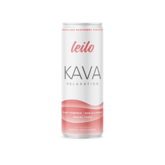 Leilo Kava Relaxation Sparkling Raspberry Hibiscus| 6-pack