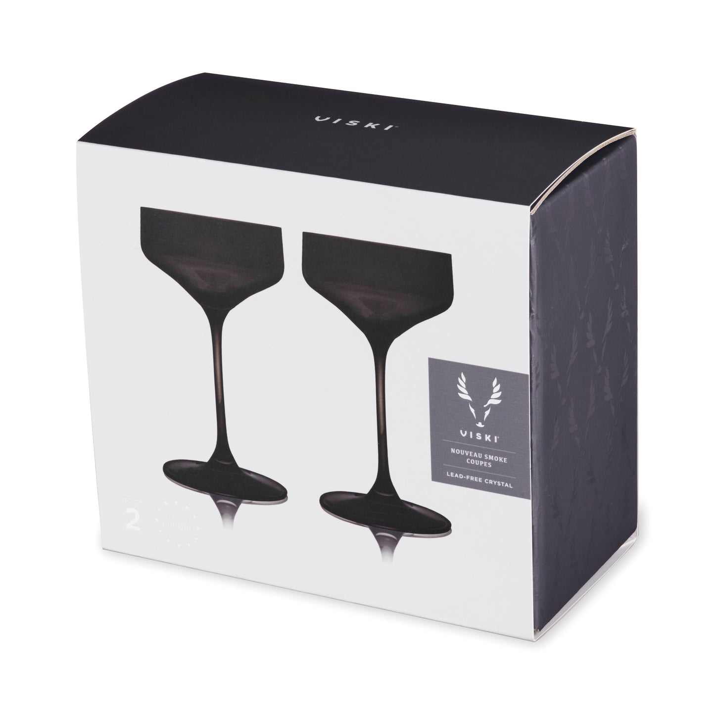 Viski Reserve Nouveau European Crystal Coupes Smoke | Set of 2