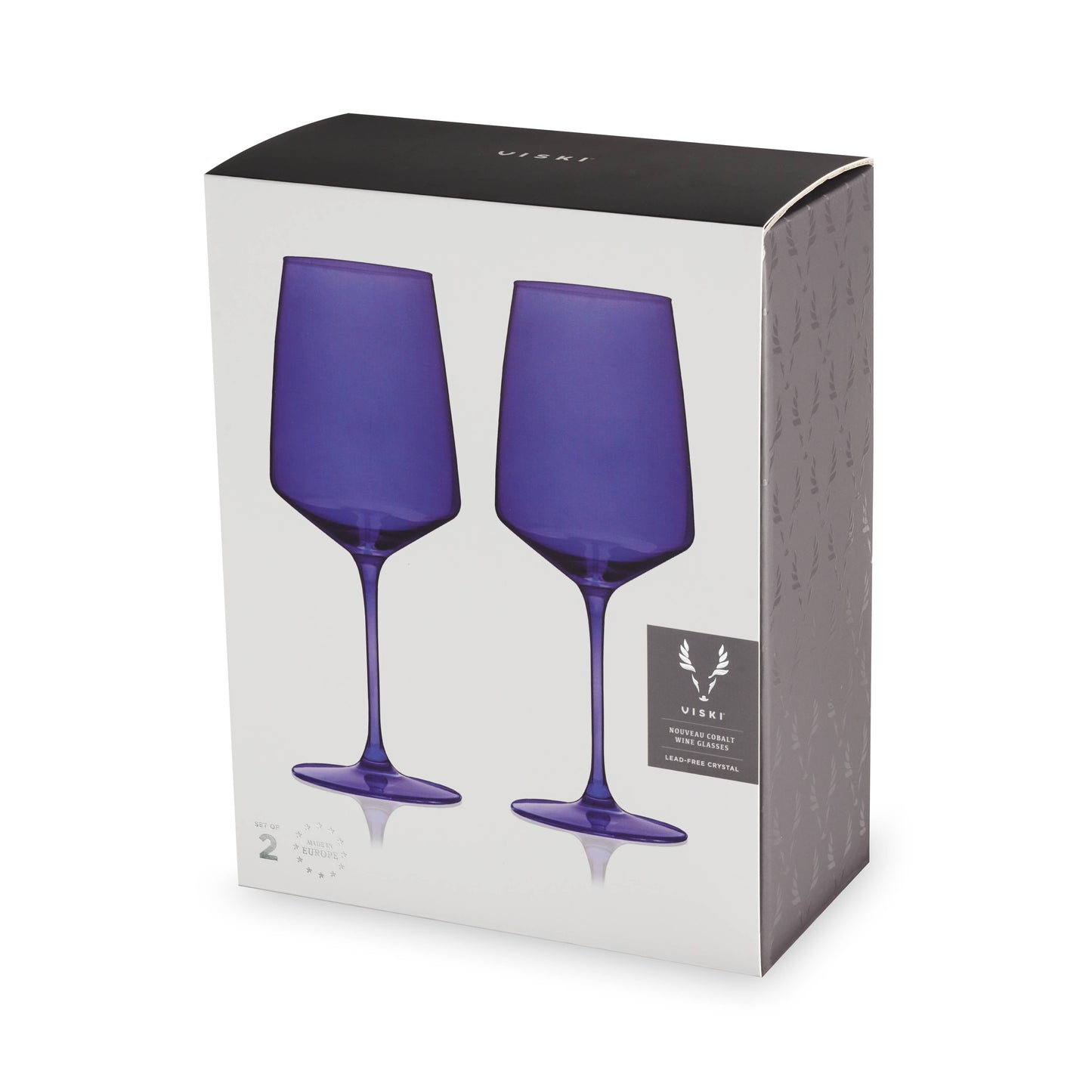 Viski Reserve Nouveau Crystal Wine Glasses Cobalt | Set of 2