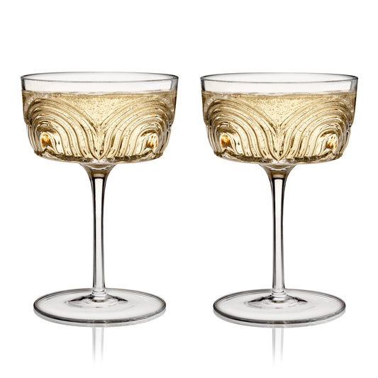 Viski Deco Beau Crystal Cocktail Coupes | Set of 2