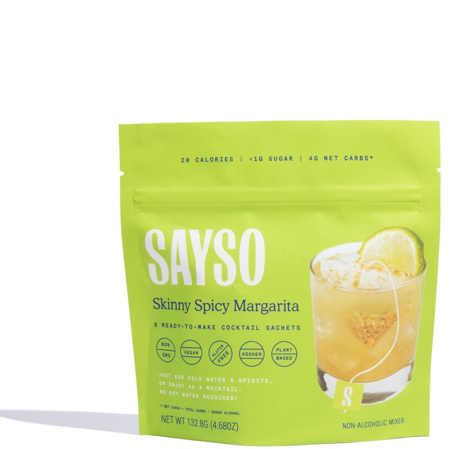 sayso skinny spicy margarita front of pouch