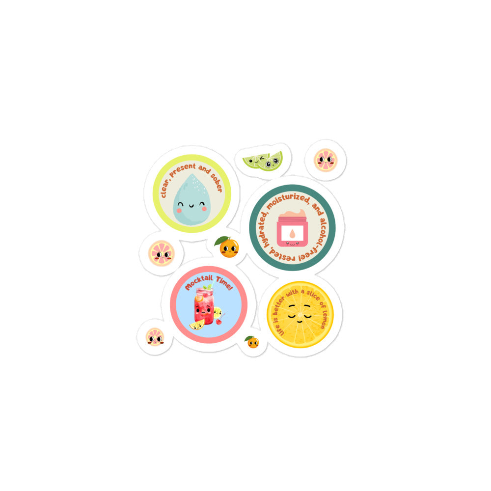 Cute Sober + Mocktail Bubble-free stickers