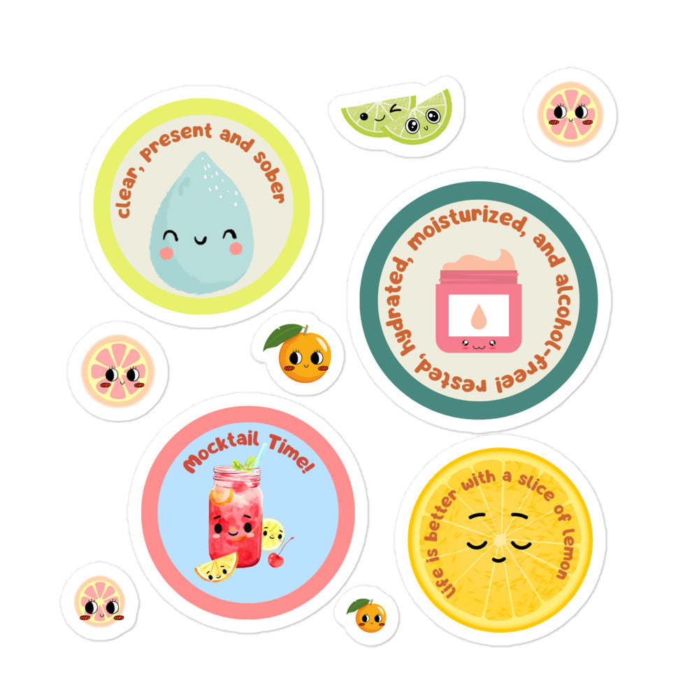 Cute Sober + Mocktail Bubble-free stickers